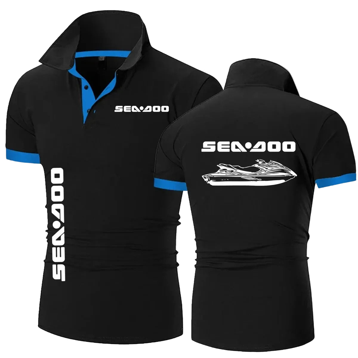 Polo de Moto Sea-Doo – Manga Corta, Cuello Abotonado, Corte Casual