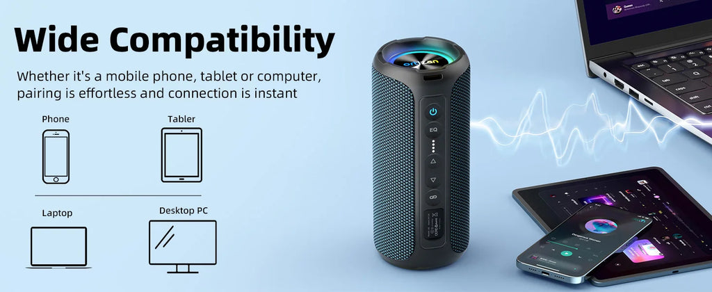 Enceinte Bluetooth Portable Ortizan X8 Pro – 40W, IPX7, RGB, 30h d'autonomie