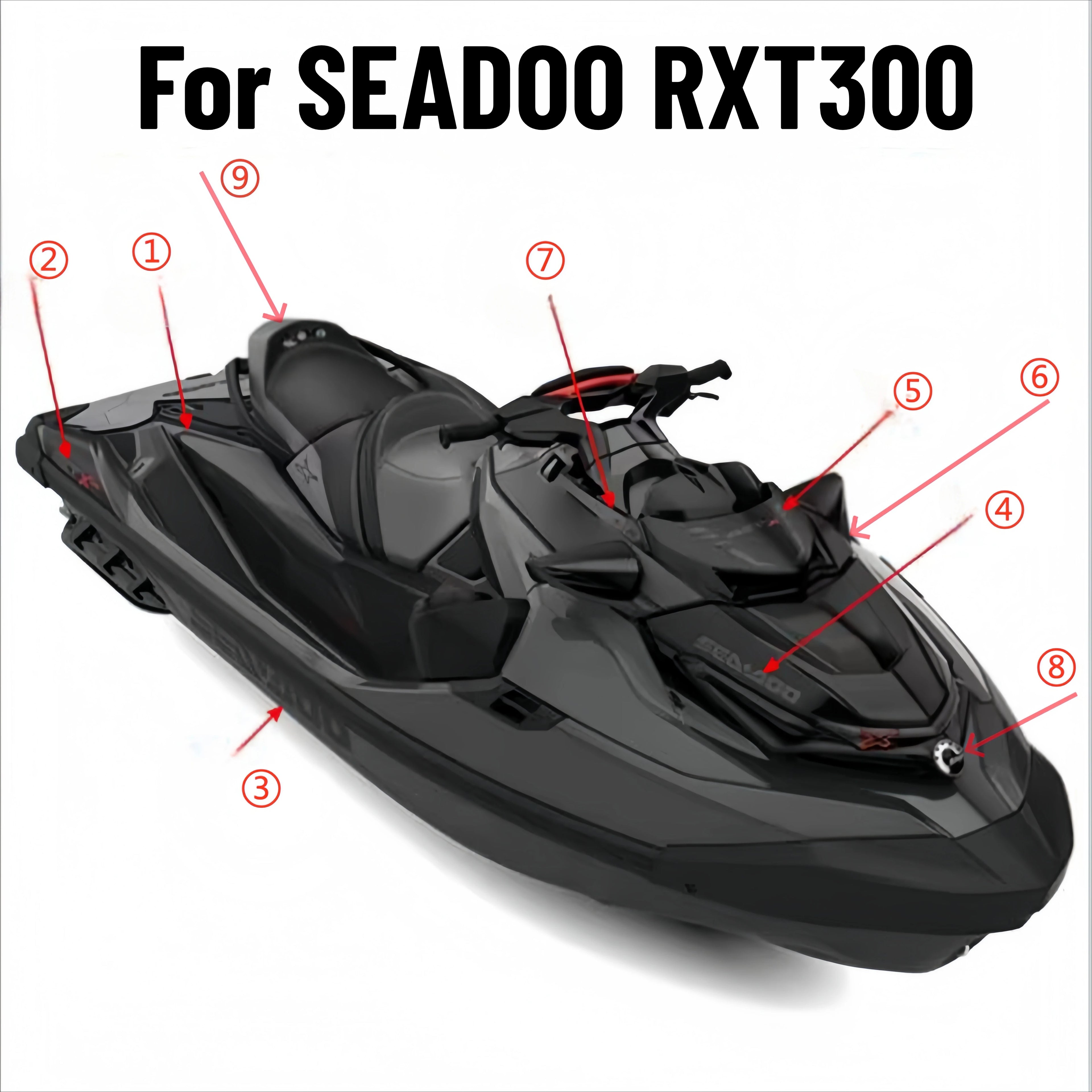 Stickers Vinyle Sea-Doo RXT 300 – Décalcomanies Jet Ski Waterproof BRP RXT-X AS RS