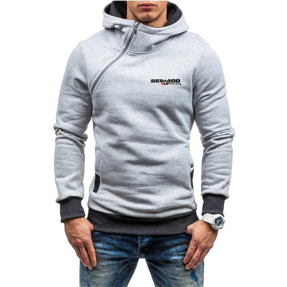 Sudadera con capucha Sea-Doo con cremallera estampada – Sudadera urbana de algodón para hombre