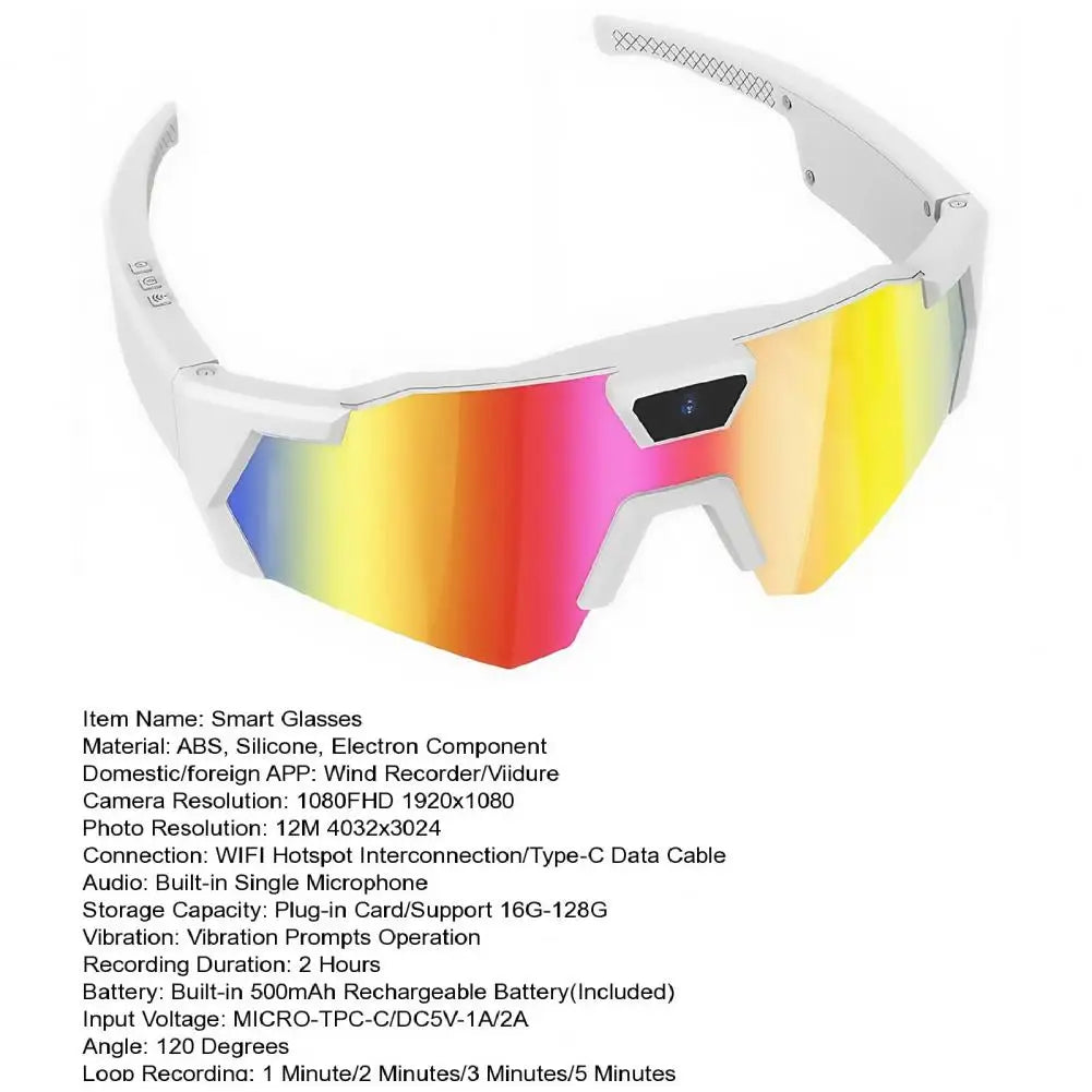 Lunettes connectées caméra intégrée 4K – Vidéo 1080P, Photo 12MP, Wi-Fi | Sport & Outdoor