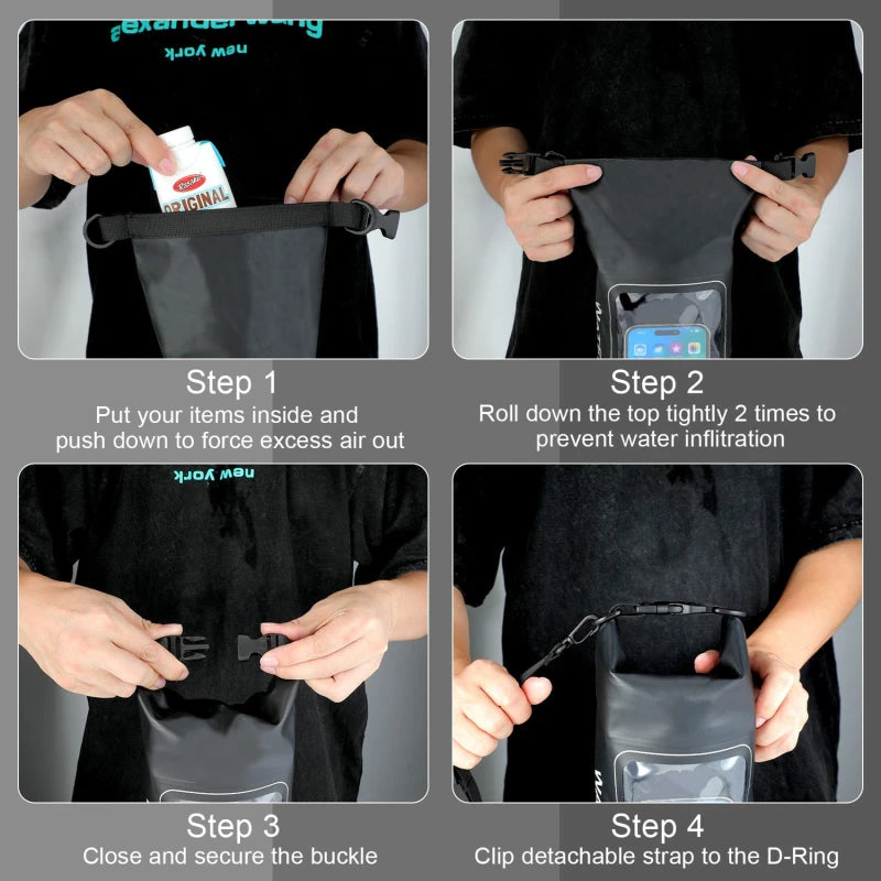 Clyine 2L Waterproof Touch Bag – Compatible Touch Screen – Water Sports