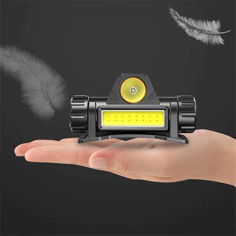 Lampe Frontale LED COB Rechargeable USB – 2000 lm, 6 Modes, Waterproof | Camping, Pêche, Nautique
