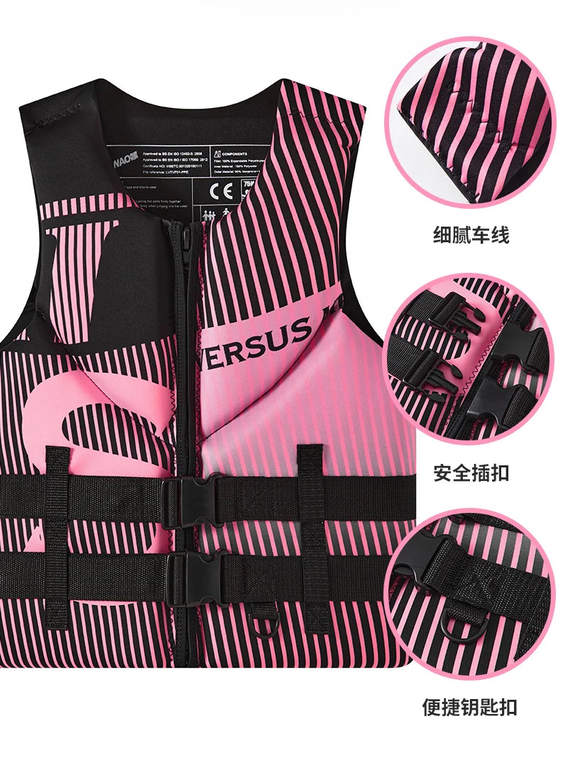 Giubbotto di Galleggiamento Adulto in Neoprene Rosa – Super Galleggiabilità – Jet Ski, Kayak, Surf | S a 2XL