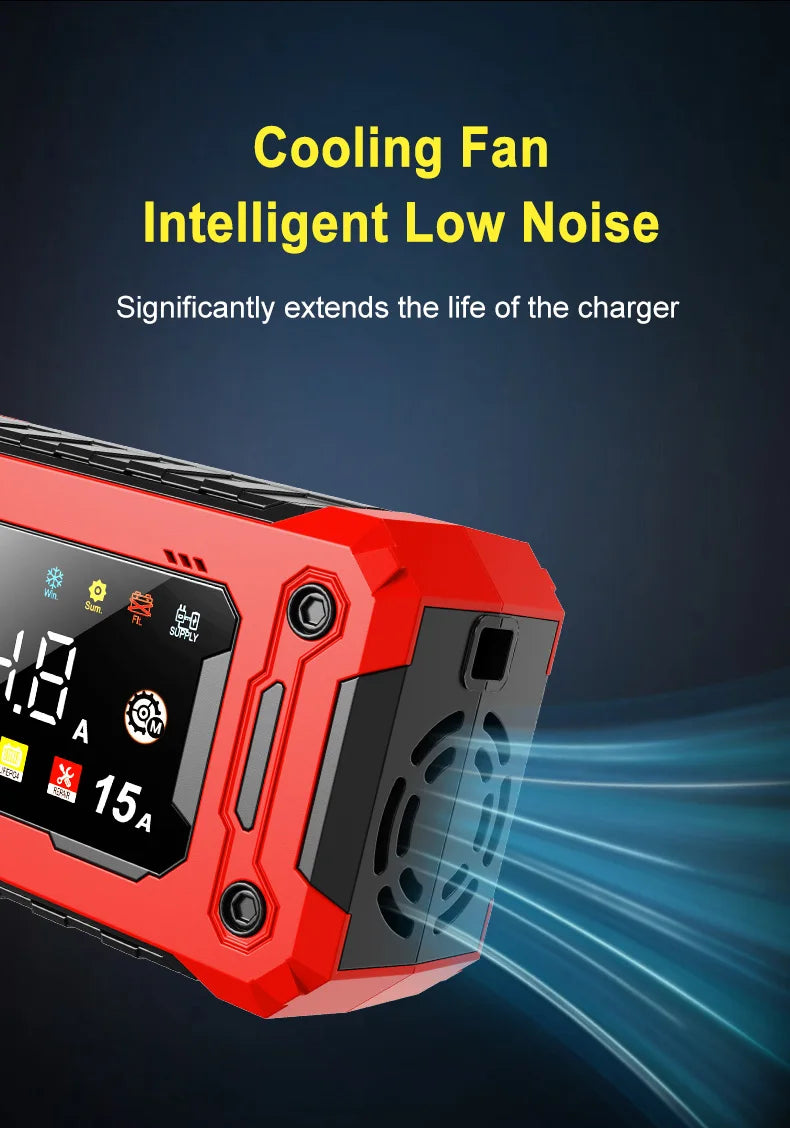 Chargeur de Batterie Intelligent EAFC 12V – Réparation par Impulsions, Écran LCD, AGM/GEL/Plomb
