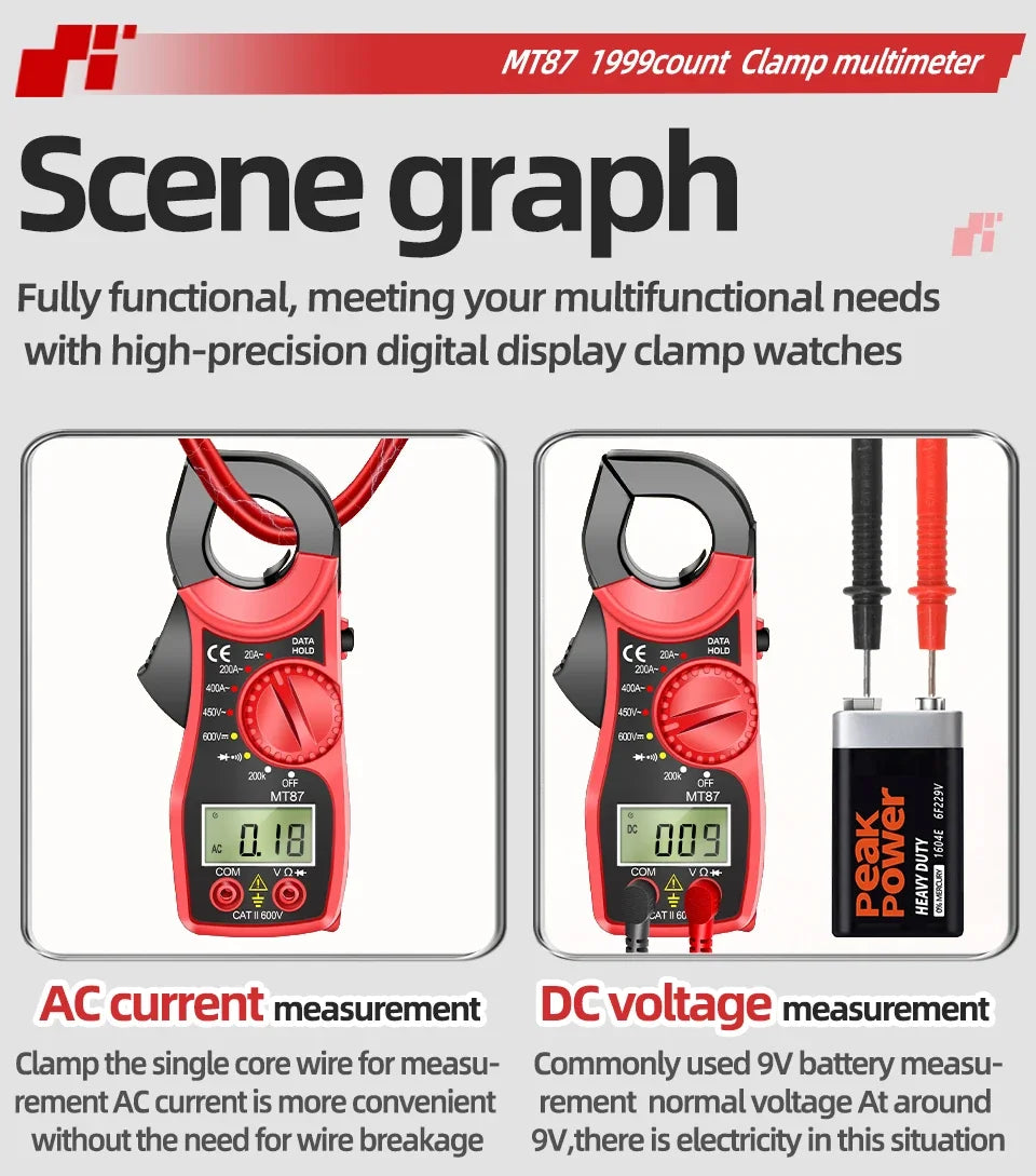 Digital Clamp Meter Multimeter High Precision