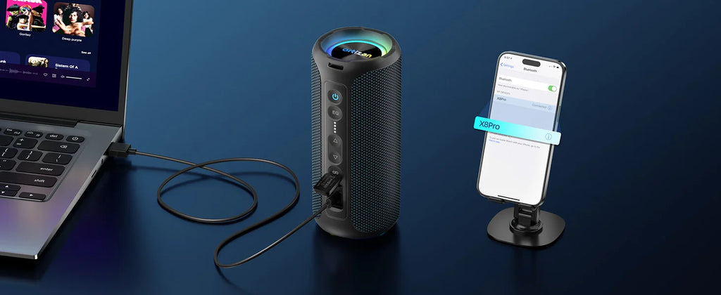 Enceinte Bluetooth Portable Ortizan X8 Pro – 40W, IPX7, RGB, 30h d'autonomie