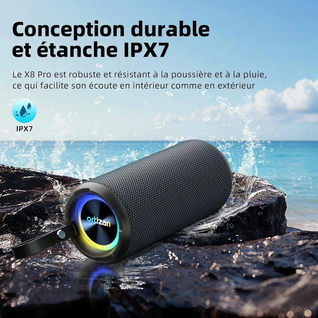 Enceinte Bluetooth Portable Ortizan X8 Pro – 40W, IPX7, RGB, 30h d'autonomie