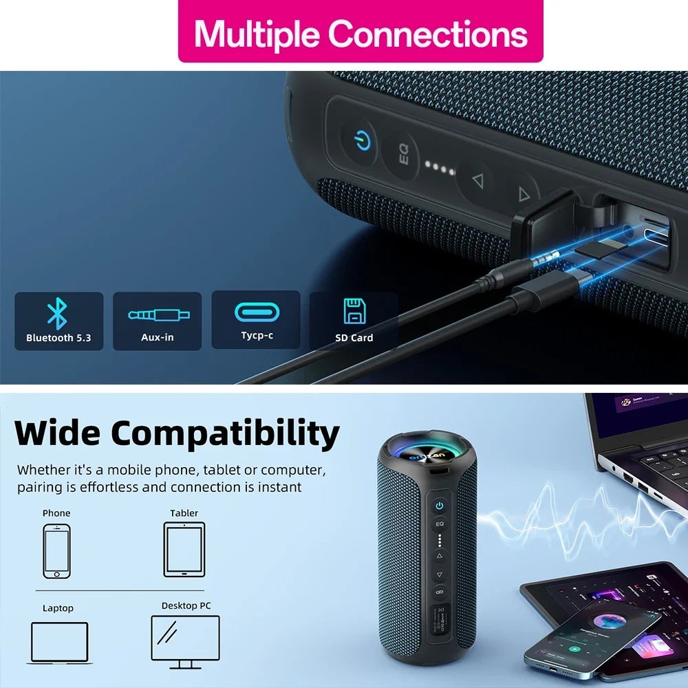 Enceinte Bluetooth Portable Ortizan X8 Pro – 40W, IPX7, RGB, 30h d'autonomie