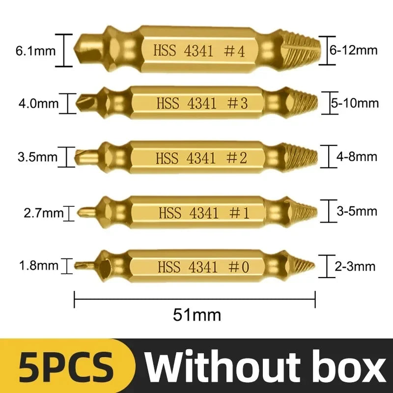 Damaged Screw Extractor – Set of 4/5/6 pcs, HSS Steel, Centering Drill Bit | Nautical Workshop