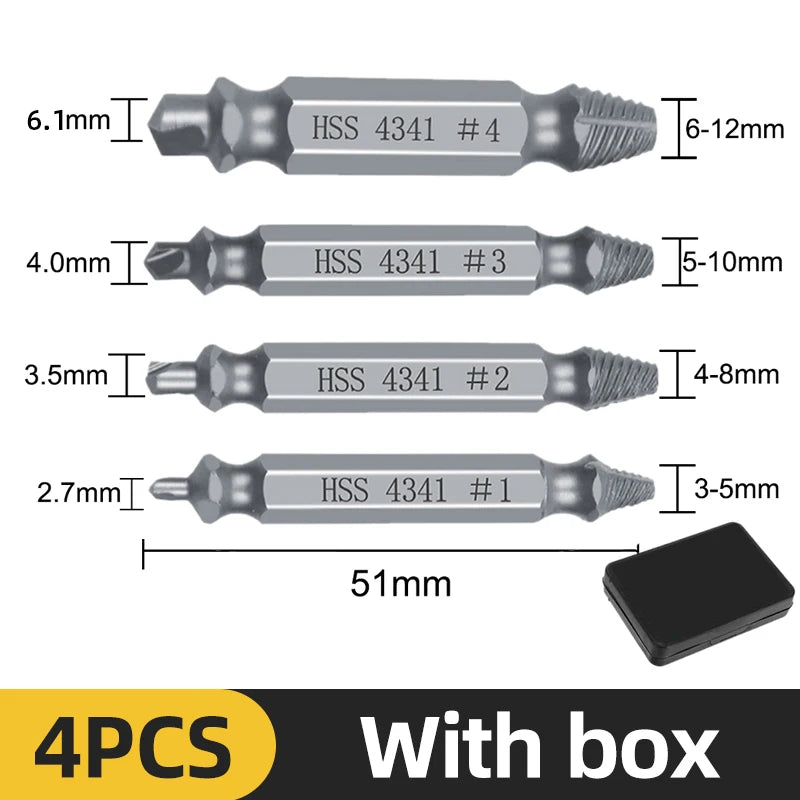Damaged Screw Extractor – Set of 4/5/6 pcs, HSS Steel, Centering Drill Bit | Nautical Workshop