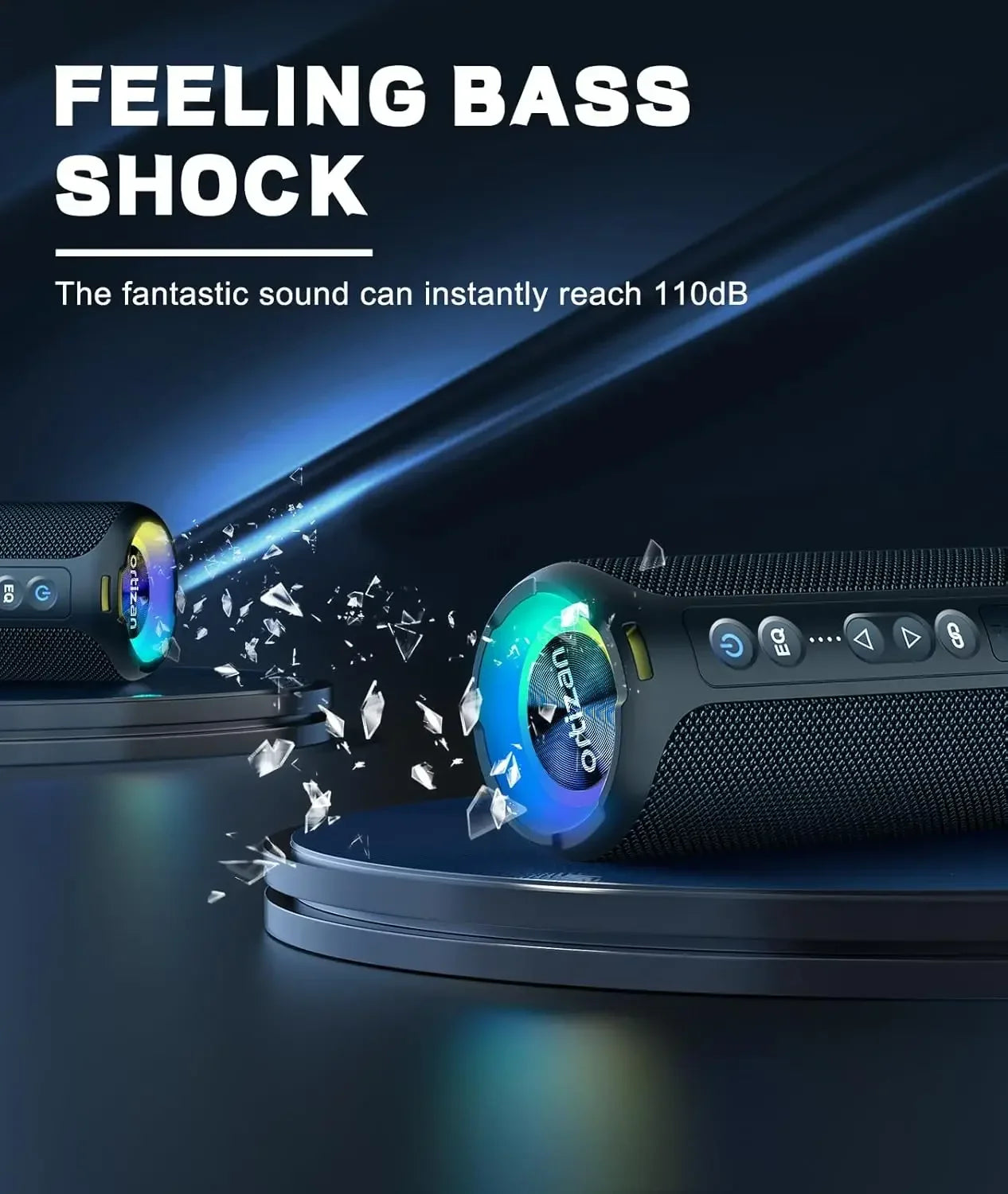 Altavoz portátil Bluetooth Ortizan X8 Pro, sonido potente de 40 W y bajos mejorados, resistente al agua IPX7, emparejamiento TWS, luces RGB, TF/AUX en altavoces inalámbricos Bluetooth 5.3 para el hogar y exteriores