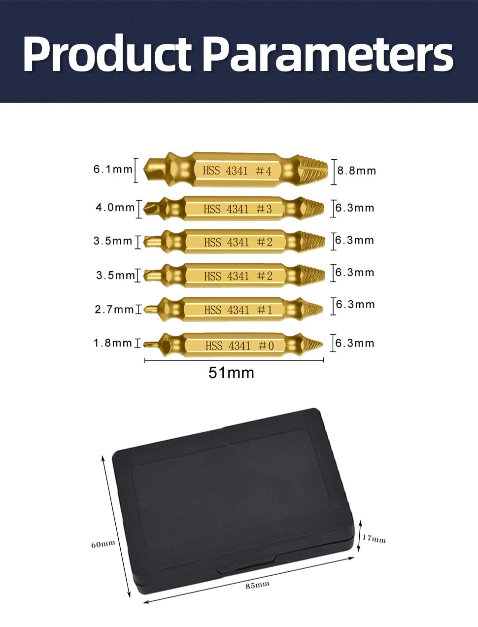 Extractor de Tornillos Dañados – Set 4/5/6 piezas, Acero HSS, Broca de Centrado | Taller Náutico