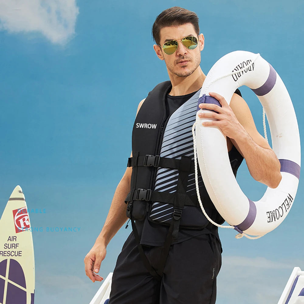 Gilet de Flottabilité SWROW Néoprène – Enfant & Adulte – Kayak, Surf, Rafting | XS à XL