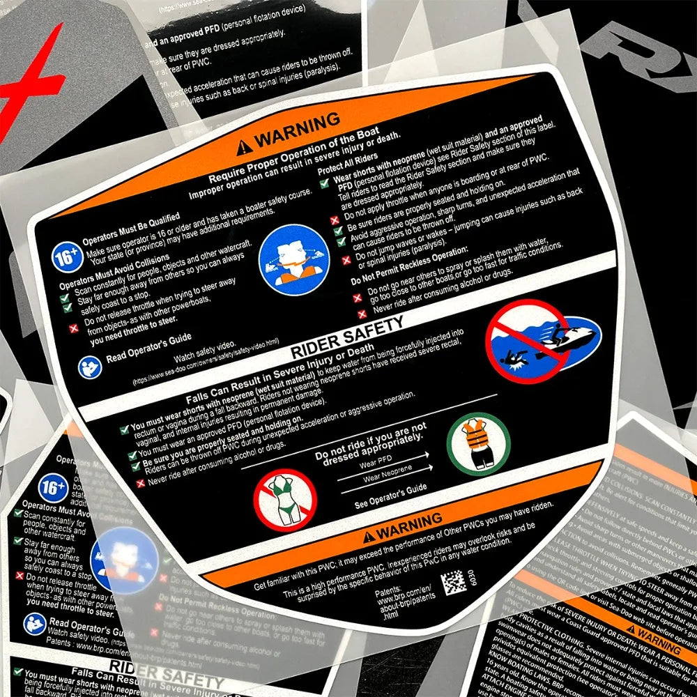 Stickers Avertissement Sea-Doo – Décalcomanie Boite à Gants Spark GTX RXT RXP (2014-2026)