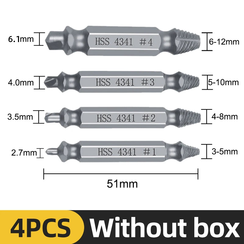 Damaged Screw Extractor – Set of 4/5/6 pcs, HSS Steel, Centering Drill Bit | Nautical Workshop