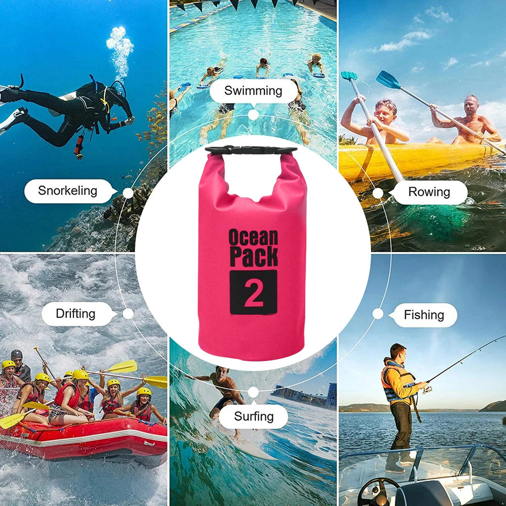 Bolsa Seca Impermeable 2L / 3L / 5L / 10L – Kayak, Balsa, Moto Acuática, Vela, Senderismo