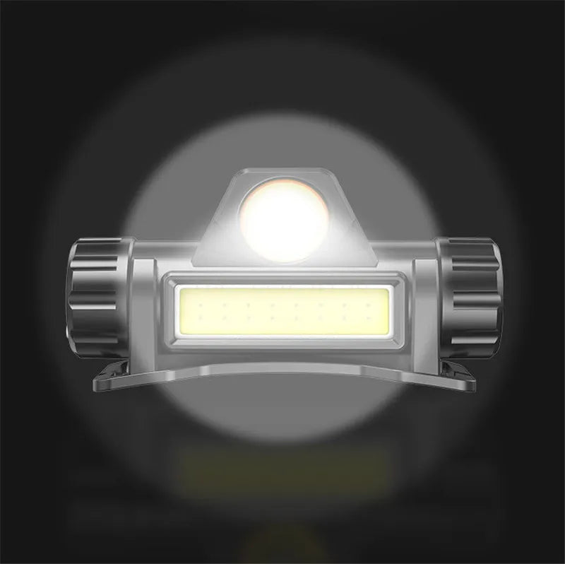 Lampe Frontale LED COB Rechargeable USB – 2000 lm, 6 Modes, Waterproof | Camping, Pêche, Nautique