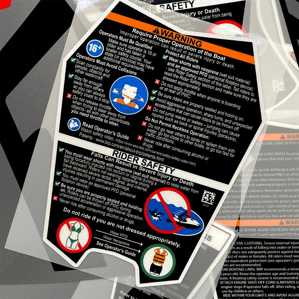 Stickers Avertissement Sea-Doo – Décalcomanie Boite à Gants Spark GTX RXT RXP (2014-2026)