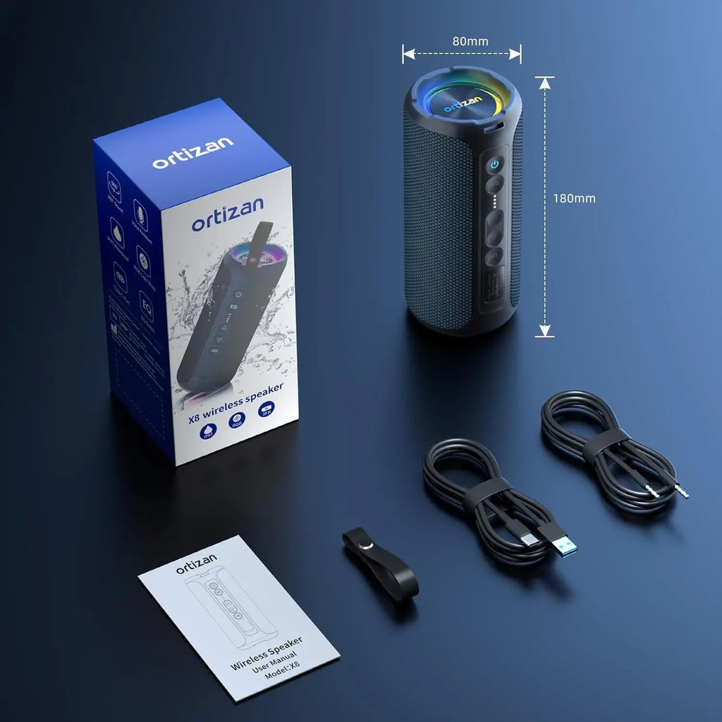 Enceinte Bluetooth Portable Ortizan X8 Pro – 40W, IPX7, RGB, 30h d'autonomie