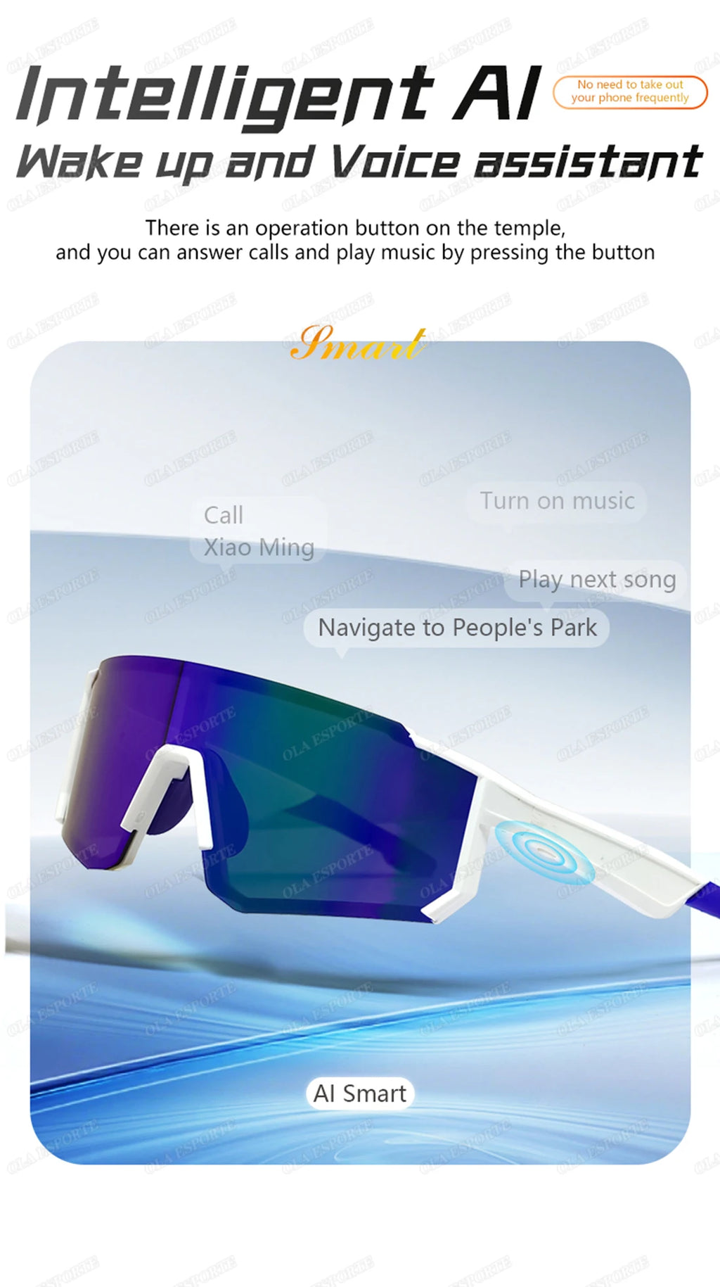 Lunettes Bluetooth audio sport – Appels, Musique, UV400 | Cyclisme & Outdoor