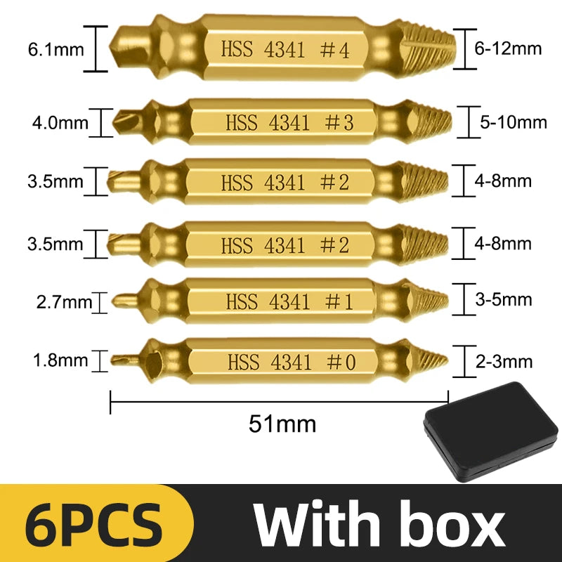 Damaged Screw Extractor – Set of 4/5/6 pcs, HSS Steel, Centering Drill Bit | Nautical Workshop