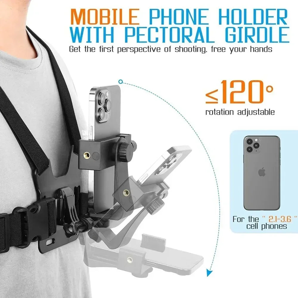 Chest harness for phone and action camera – Adjustable, jet ski and PWC compatible
