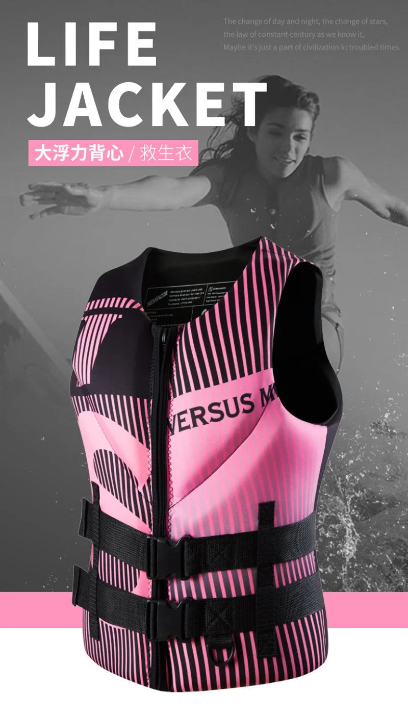 Giubbotto di Galleggiamento Adulto in Neoprene Rosa – Super Galleggiabilità – Jet Ski, Kayak, Surf | S a 2XL