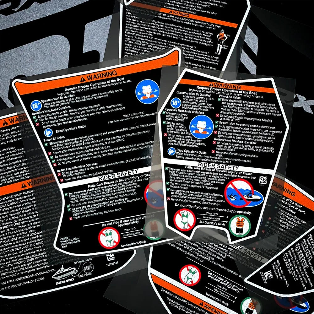Stickers Avertissement Sea-Doo – Décalcomanie Boite à Gants Spark GTX RXT RXP (2014-2026)
