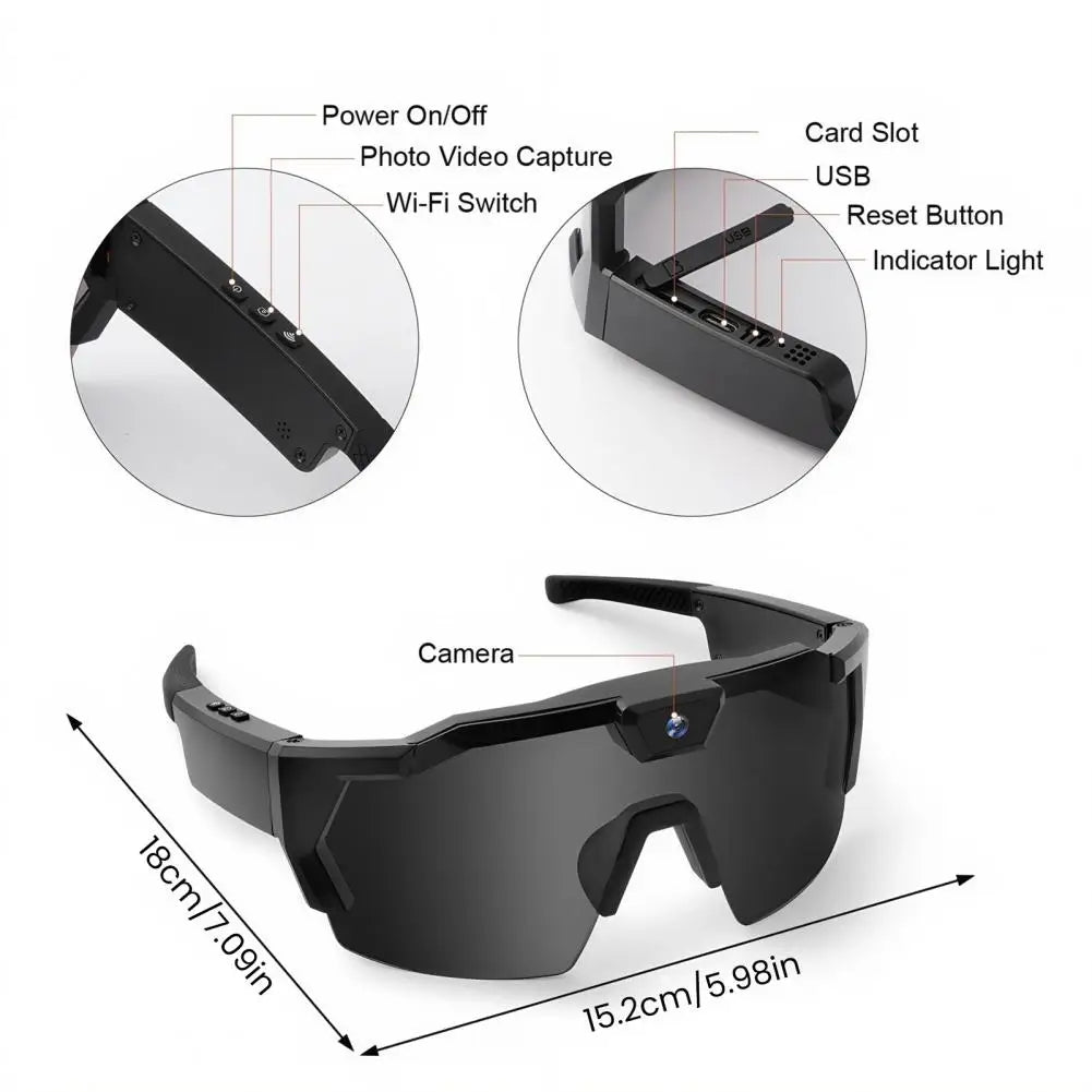 Lunettes connectées caméra intégrée 4K – Vidéo 1080P, Photo 12MP, Wi-Fi | Sport & Outdoor