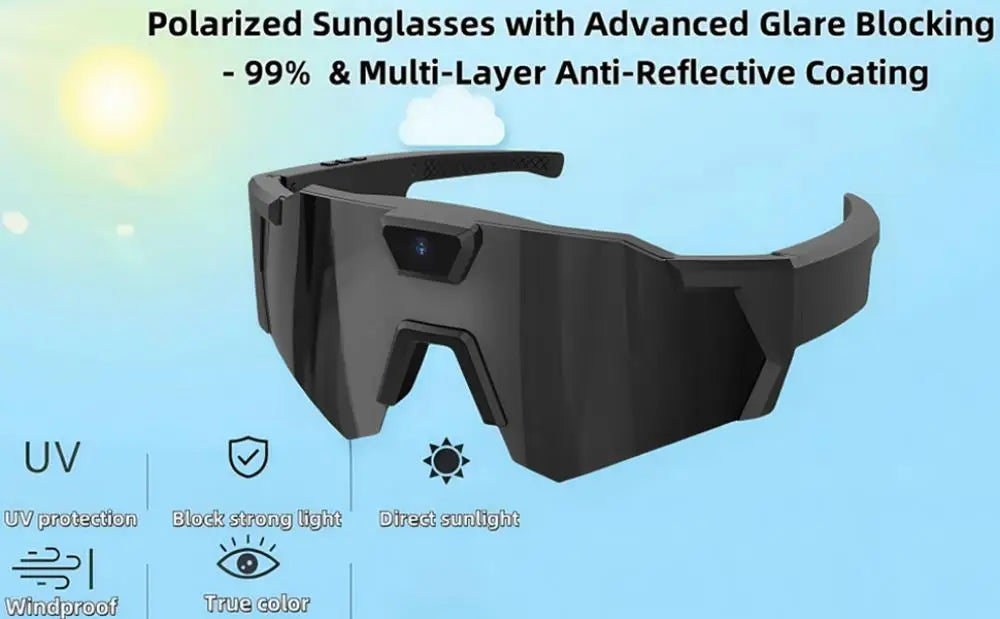 Lunettes connectées caméra intégrée 4K – Vidéo 1080P, Photo 12MP, Wi-Fi | Sport & Outdoor