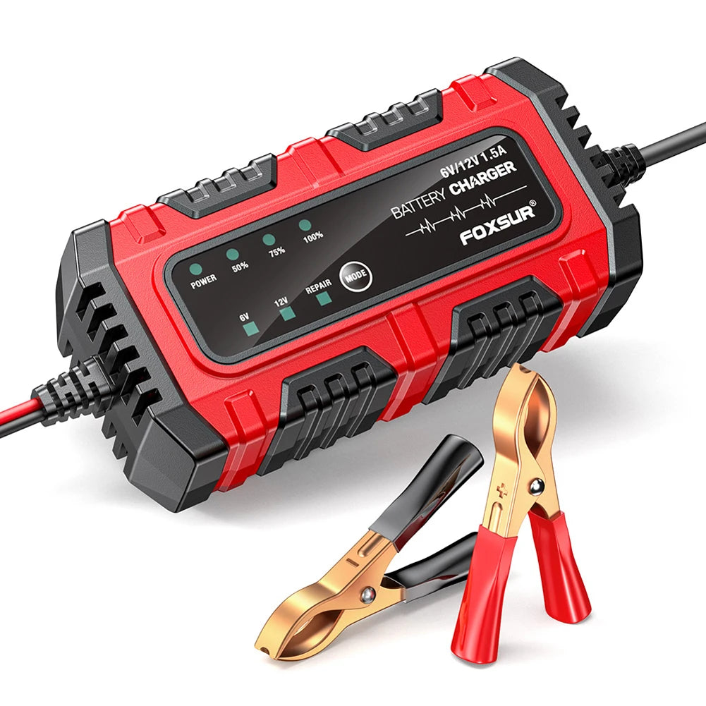 Chargeur de Batterie Intelligent 6V/12V 1.5A – Réparation par Impulsions, AGM GEL Plomb, Moto Bateau