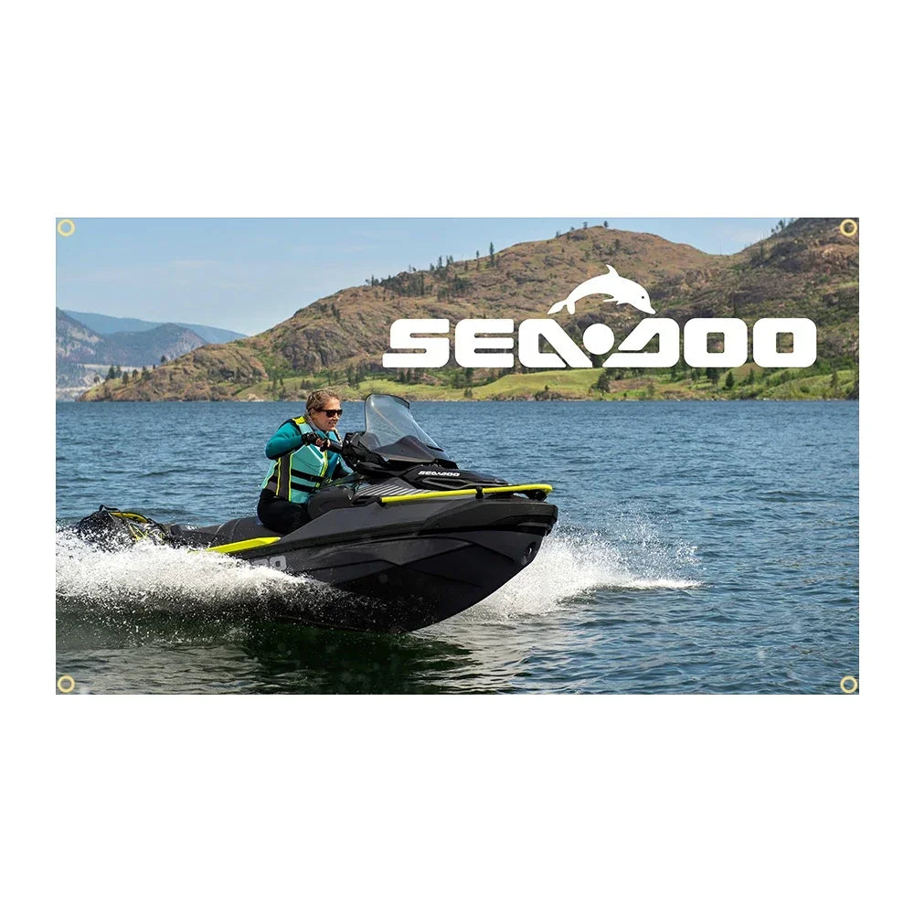 Bandera Sea-Doo 90x150cm – Pancarta de poliéster decoración para moto acuática 3x5 Ft