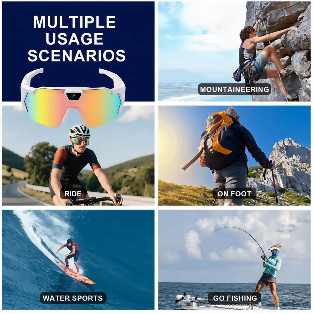 Lunettes connectées caméra intégrée 4K – Vidéo 1080P, Photo 12MP, Wi-Fi | Sport & Outdoor