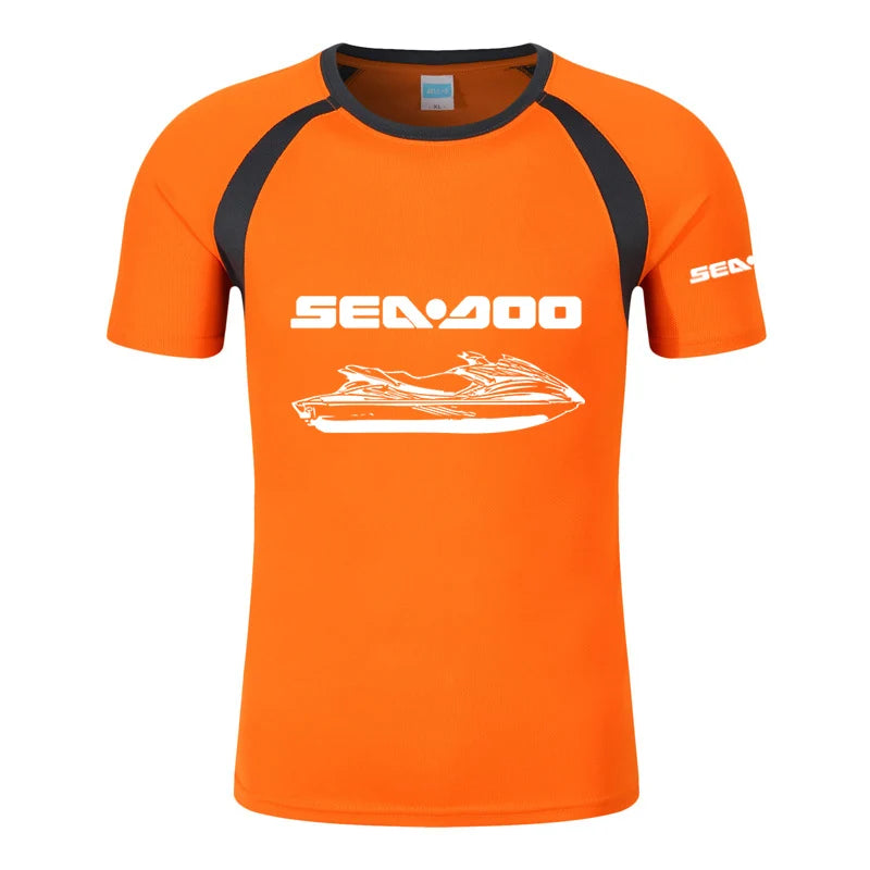 Camiseta Raglán – Cuello Redondo Estampado – Logotipo y Moto Acuática SEADOO