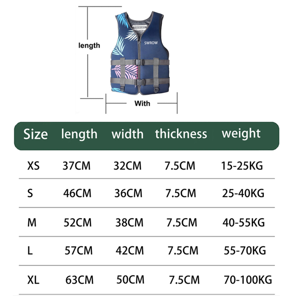 Gilet de Flottabilité SWROW Néoprène – Enfant & Adulte – Kayak, Surf, Rafting | XS à XL