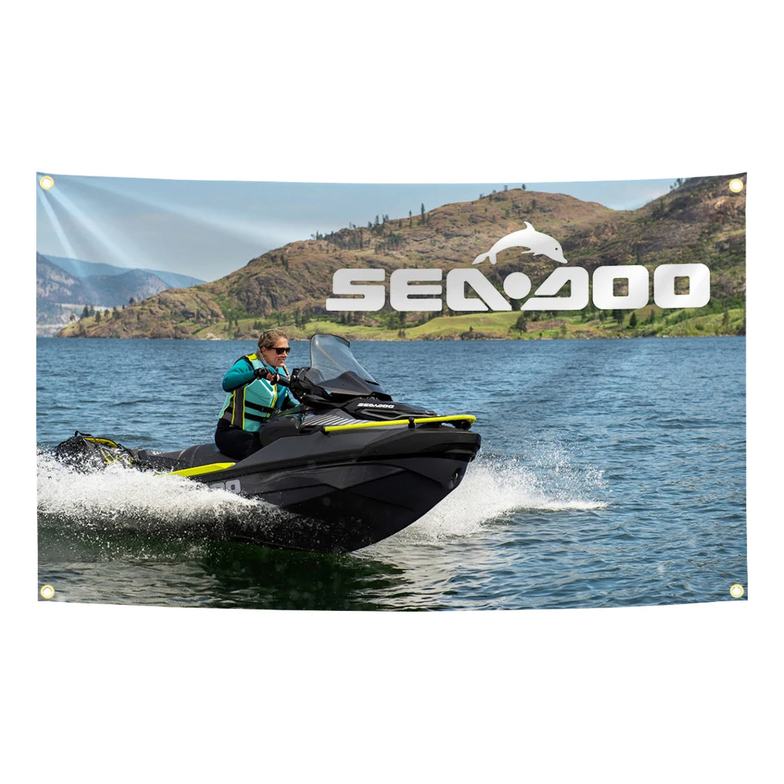 Bandera Sea-Doo 90x150cm – Tapiz de poliéster personalizado Decoración moto acuática