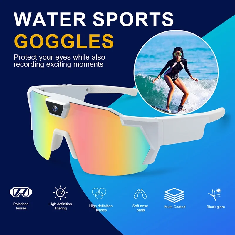 Lunettes connectées caméra intégrée 4K – Vidéo 1080P, Photo 12MP, Wi-Fi | Sport & Outdoor
