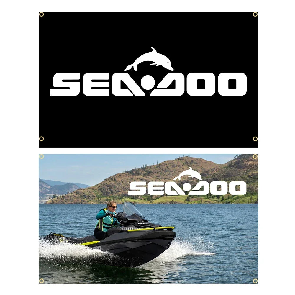 Sea-Doo Flag 90x150cm - Polyester Banner Jet Ski Decoration 3x5 Ft