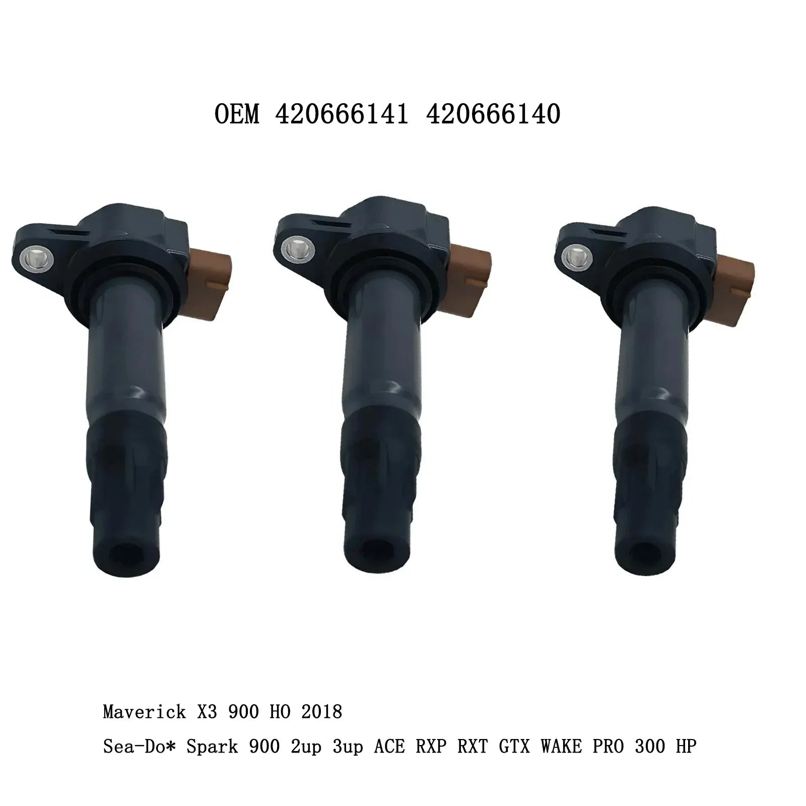 3PCS 420666142 420666141 Ignition Coil For Sea-Do* GTI 130 GTX GTS GTR SPARK TRIXX 900 RXT RXP FISH PRO Wake EXPLORER 2014-2023