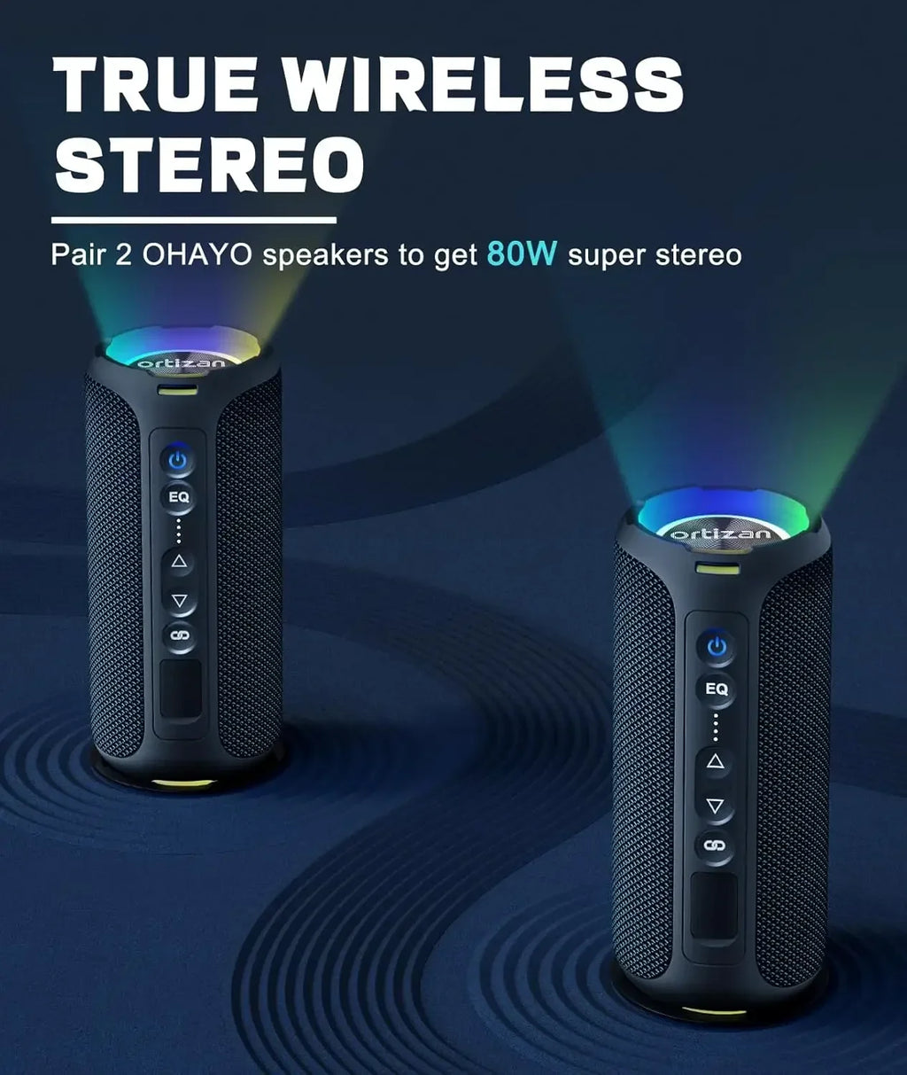 Enceinte Bluetooth Portable Ortizan X8 Pro – 40W, IPX7, RGB, 30h d'autonomie