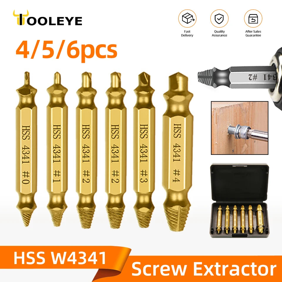 Damaged Screw Extractor – Set of 4/5/6 pcs, HSS Steel, Centering Drill Bit | Nautical Workshop