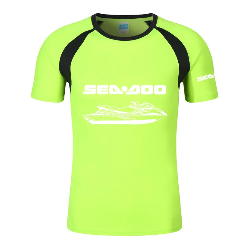 Camiseta Raglán – Cuello Redondo Estampado – Logotipo y Moto Acuática SEADOO