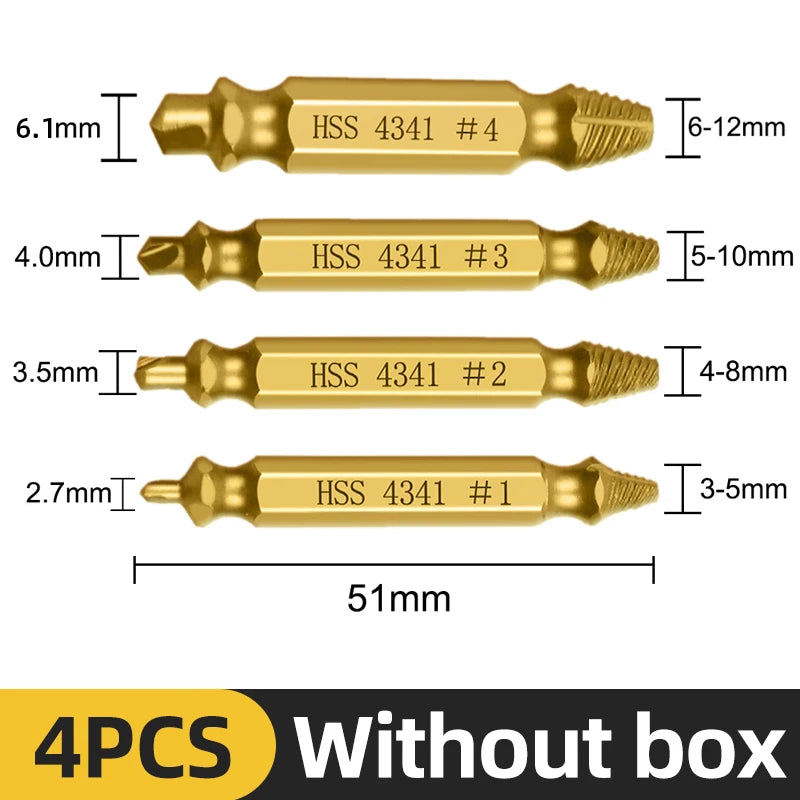 Damaged Screw Extractor – Set of 4/5/6 pcs, HSS Steel, Centering Drill Bit | Nautical Workshop