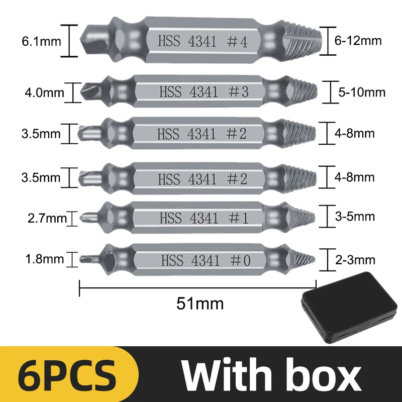 Damaged Screw Extractor – Set of 4/5/6 pcs, HSS Steel, Centering Drill Bit | Nautical Workshop