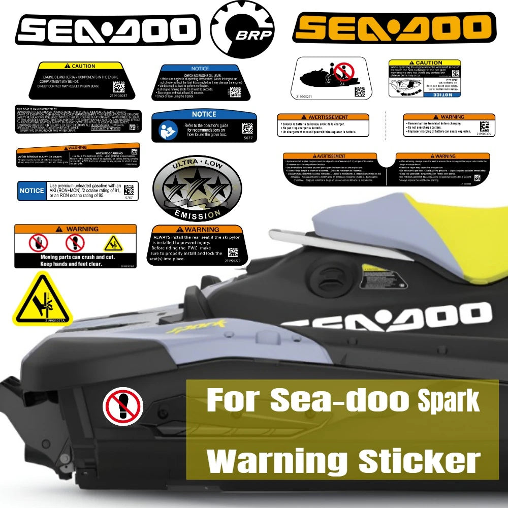 Kit Stickers Réfléchissants Sea-Doo Spark 300 – Décalcomanies Étanches BRP