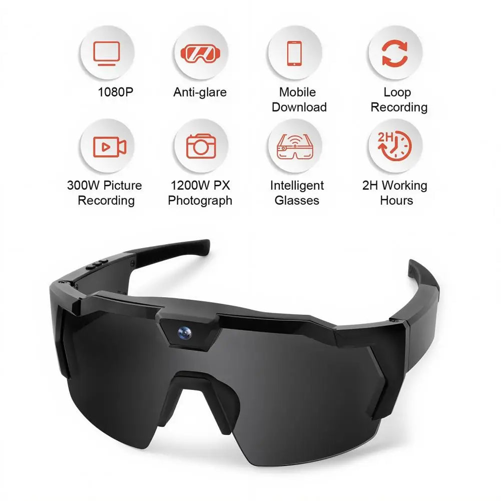 Lunettes connectées caméra intégrée 4K – Vidéo 1080P, Photo 12MP, Wi-Fi | Sport & Outdoor