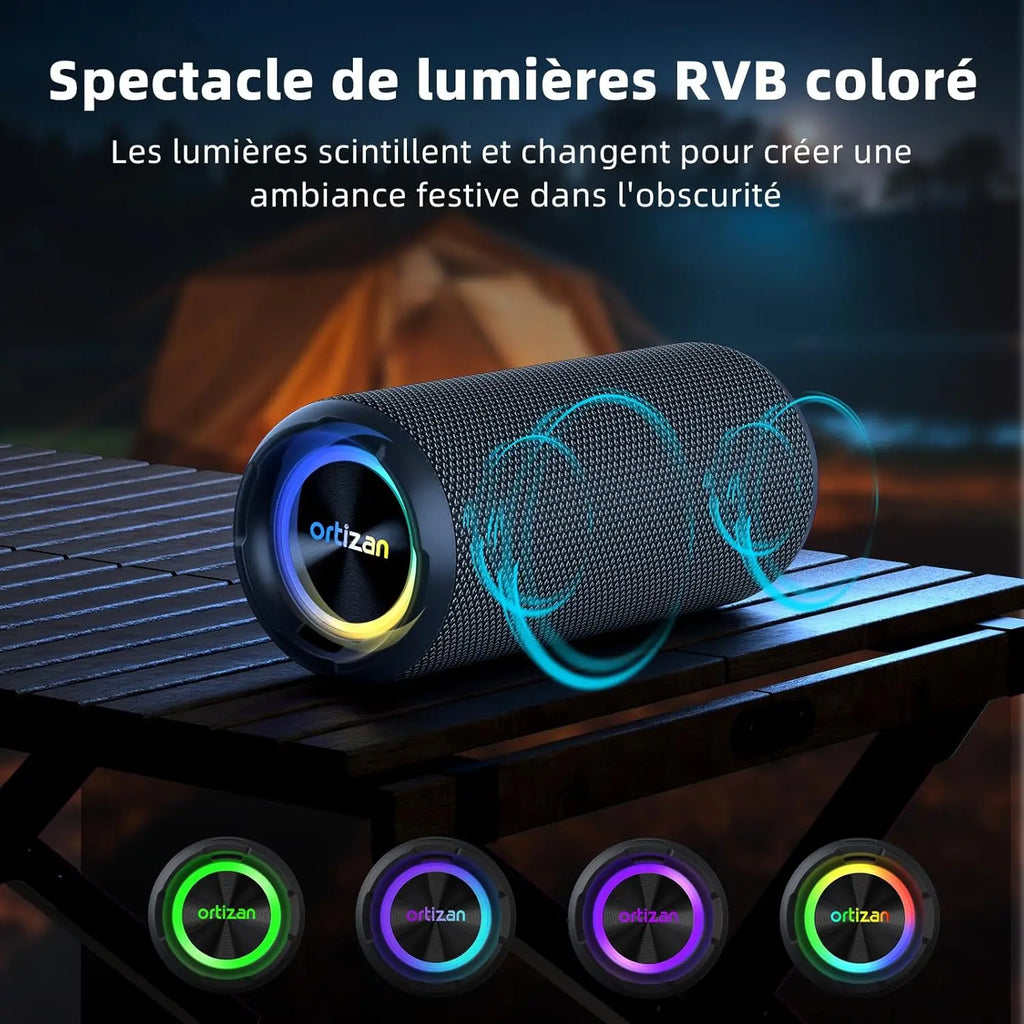 Enceinte Bluetooth Portable Ortizan X8 Pro – 40W, IPX7, RGB, 30h d'autonomie