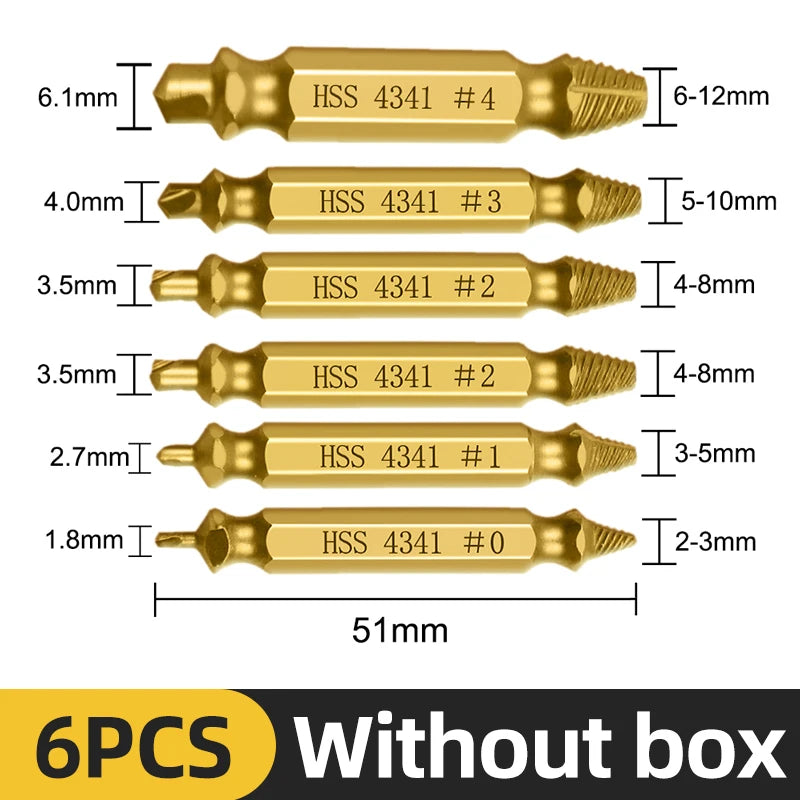 Damaged Screw Extractor – Set of 4/5/6 pcs, HSS Steel, Centering Drill Bit | Nautical Workshop