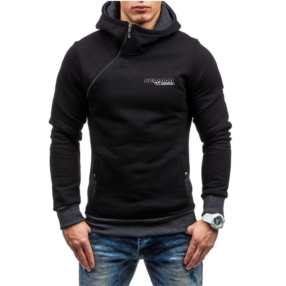 Sudadera con capucha Sea-Doo con cremallera estampada – Sudadera urbana de algodón para hombre
